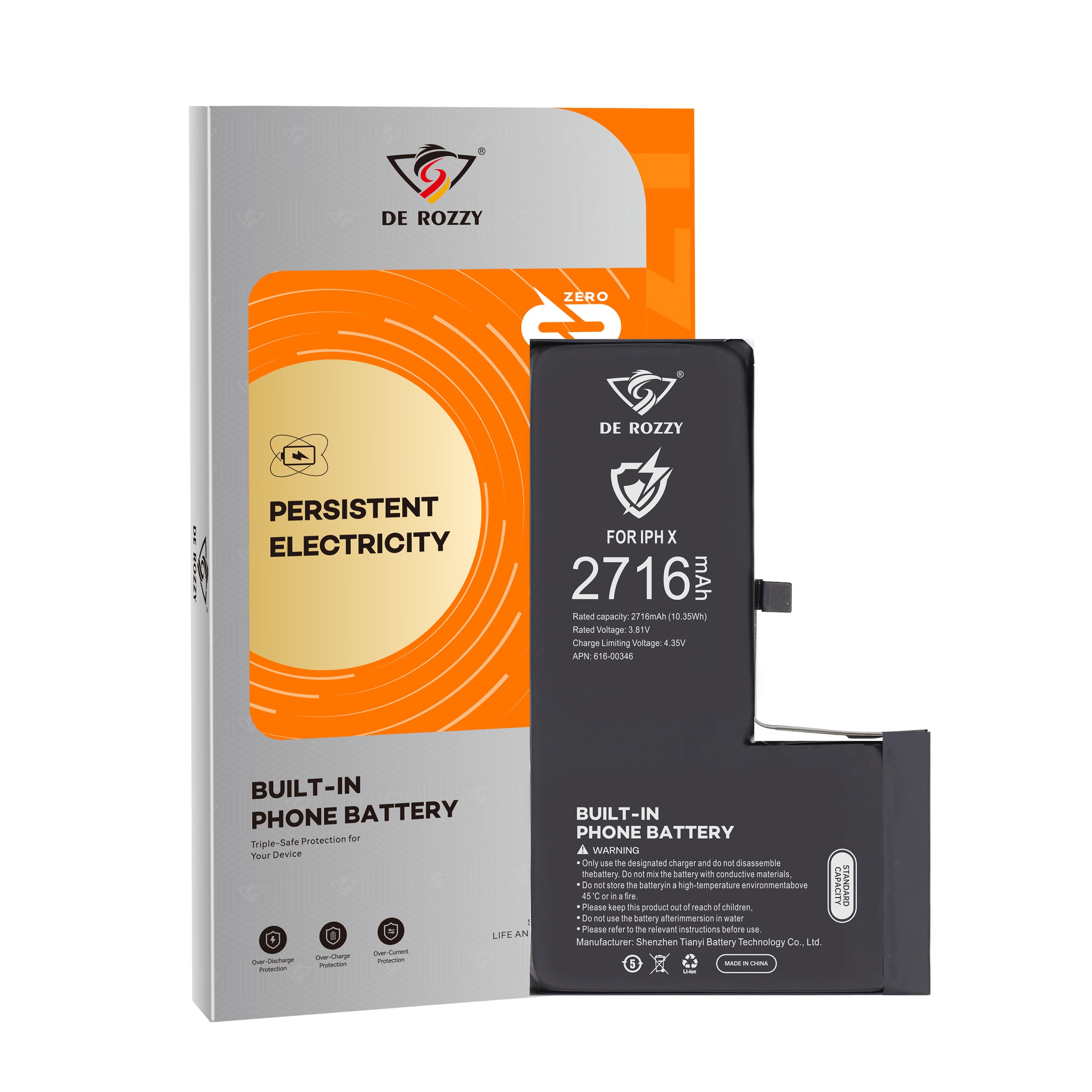 Original Capacity Battery For iPhone X 2716mAh