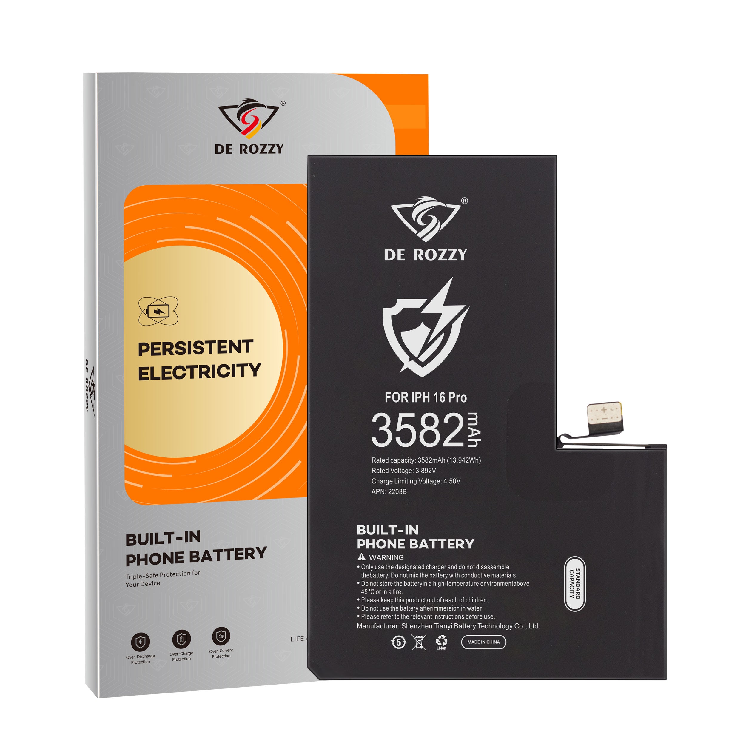 Original Capacity Battery For iPhone 16 Pro 3582mAh